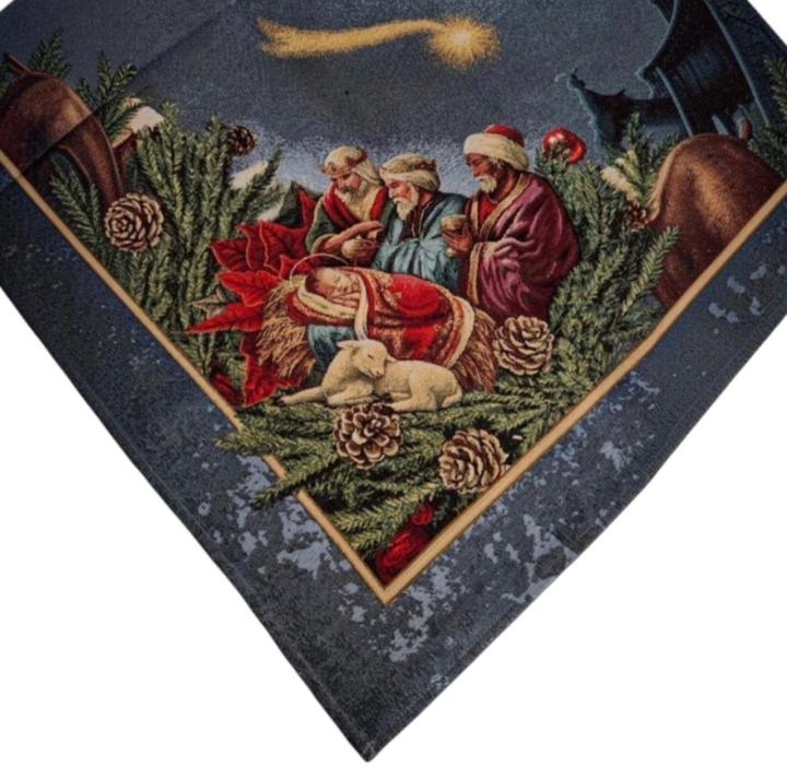 Скатертина новорічна гобеленова (Вертеп вечірній, 140х240)